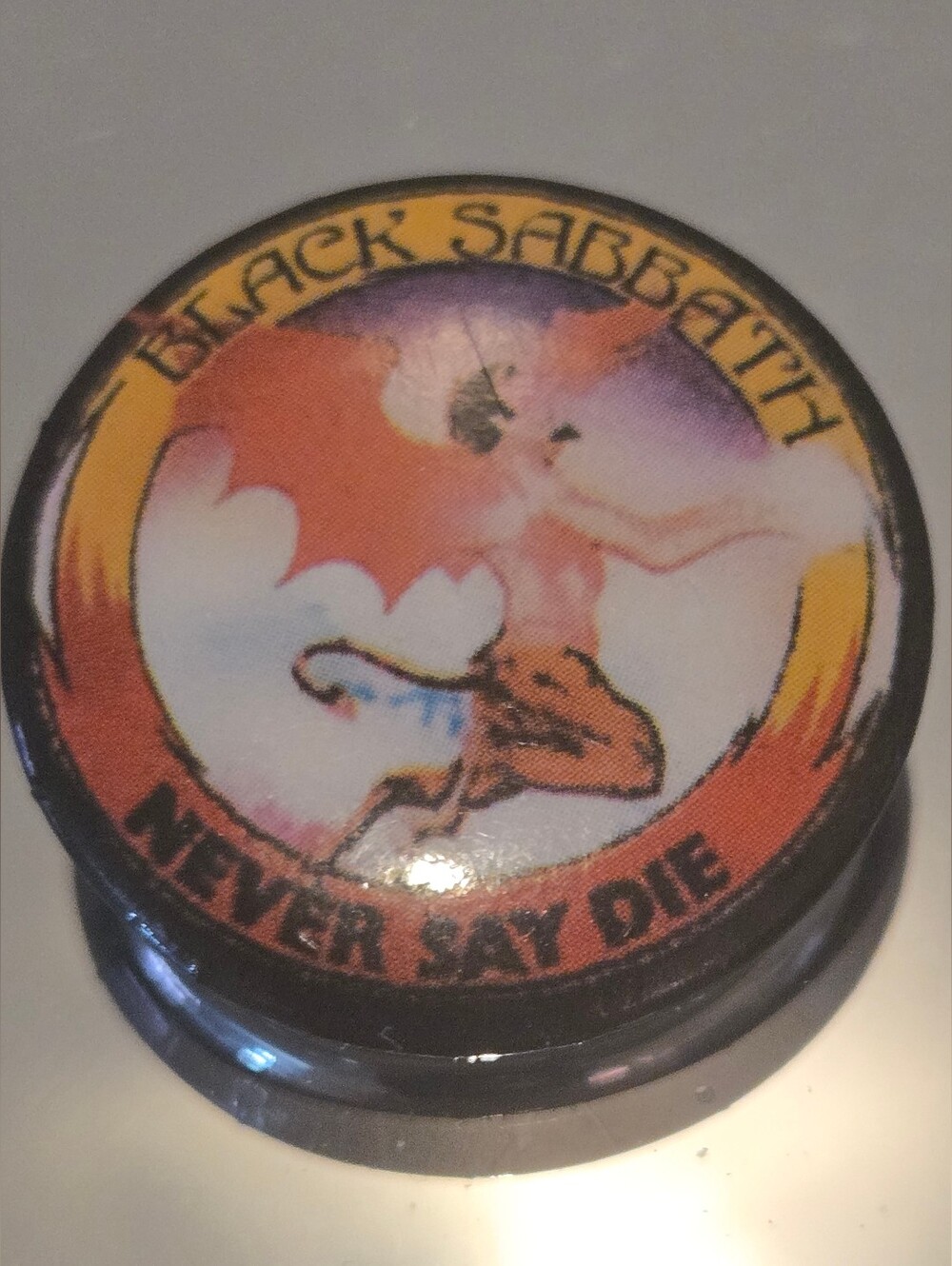 Black Sabbath Never Say Die Vintage 1" Pin Button Rare 78 Classic Hard Rock Band